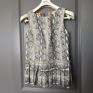 Christian Siriano Snake Print Blouse - leather ruffle